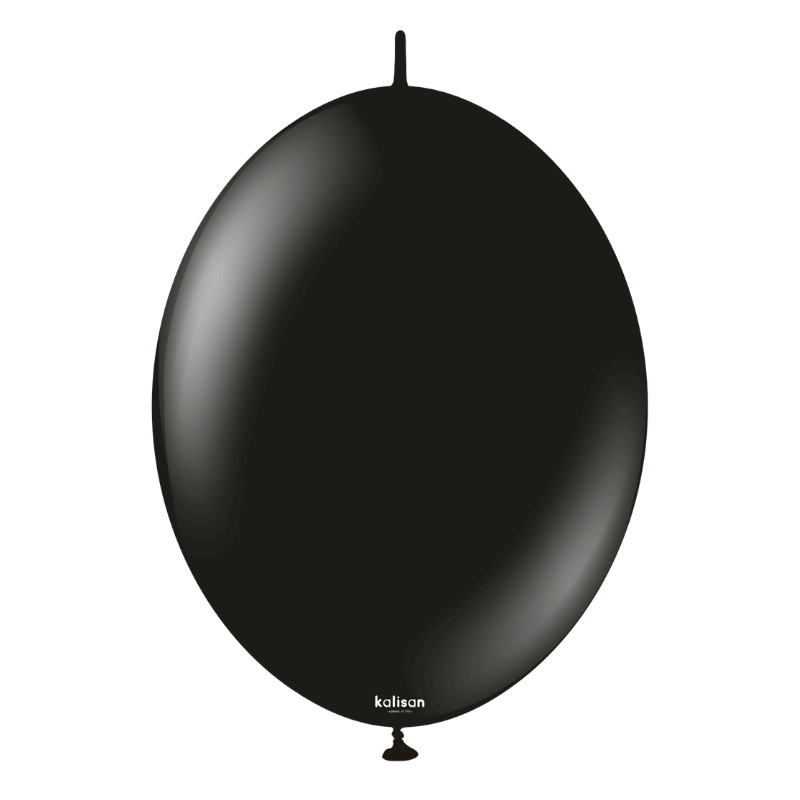 6" Kalisan Standard Black K-Link Latex Linking Balloons | 50 Count