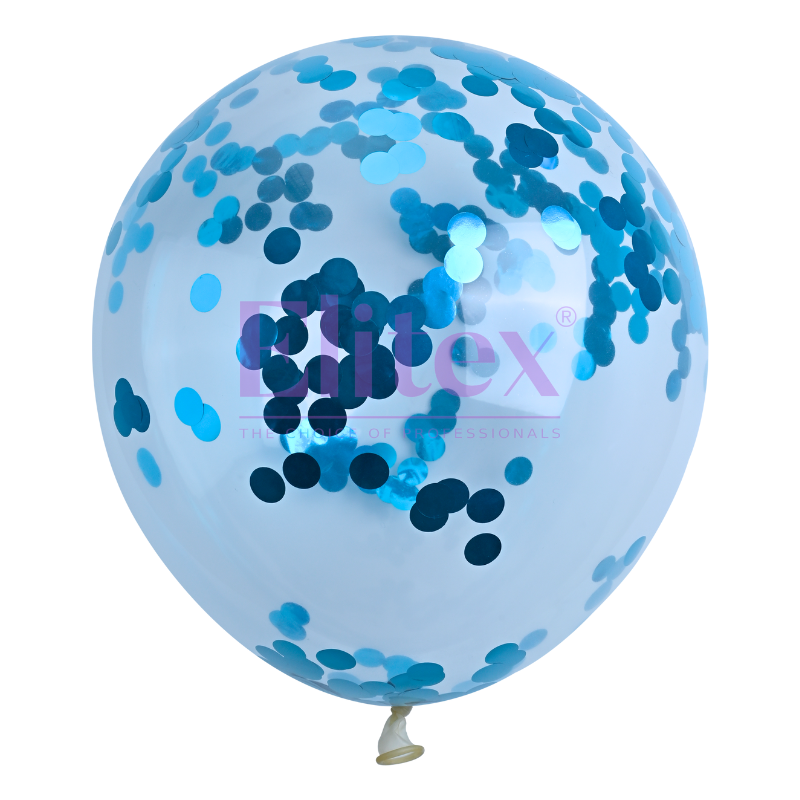 12" Elitex Crystal Clear Light Blue Confetti Round Latex Balloons | 10 Count