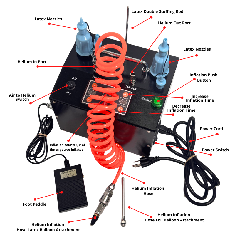 CD-612 Multifunctional Digital Precision Electric Balloon Inflator | Includes Digital Timer & Foot Peddle