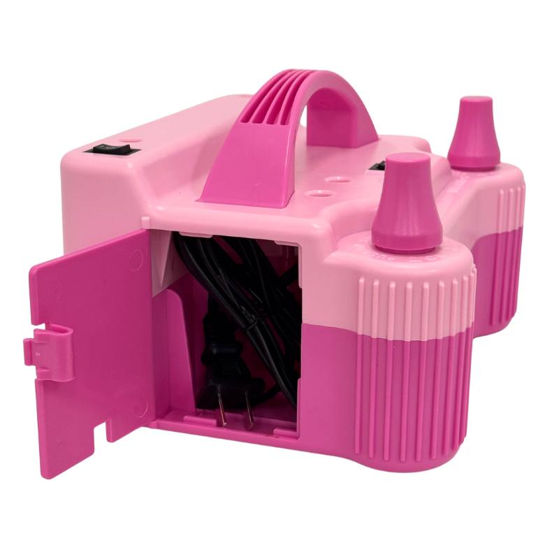 CD-508PRO Pink Double Nozzle Electric Balloon Inflator | 3 Inflation Speeds & Balloon Sizer!