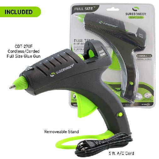 Surebonder 40 Watt Cordless/ Corded Dual Temp Full Size Glue Gun | 1 Count
