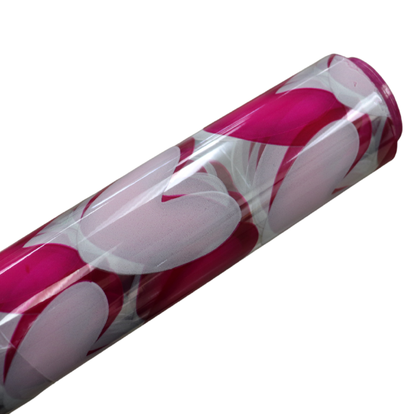 Cutie Pie Hearts Clear Printed Cellophane Roll -30" x 100' | 1 Roll