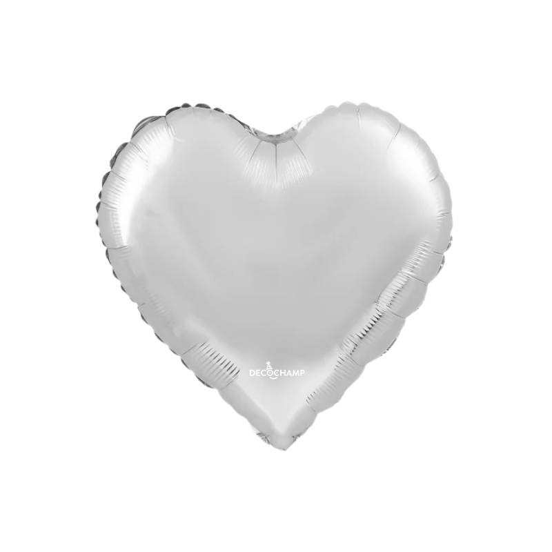 9" Decochamp Silver Deco Heart Air-Fill Foil Balloon | 5 Count