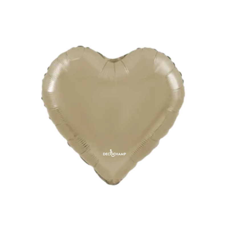 9" Decochamp Champagne Deco Heart Air-Fill Foil Balloon | 5 Count