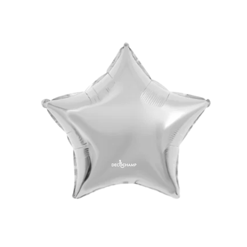9" Decochamp Silver Deco Star Air-Fill Foil Balloon | 5 Count