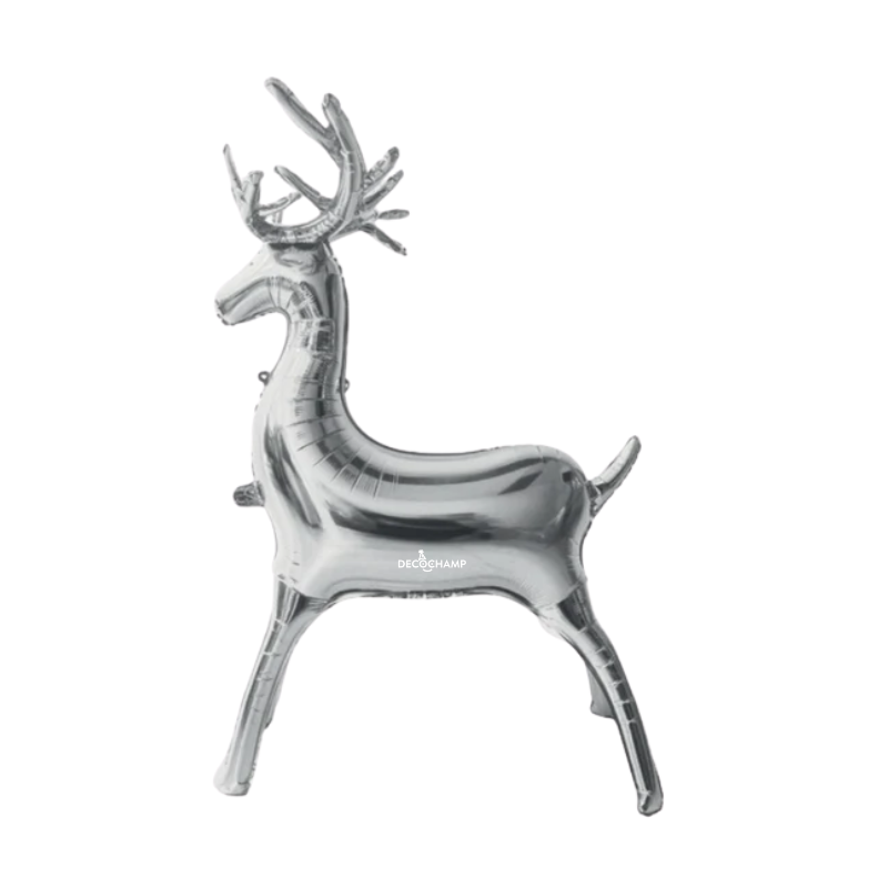 34" Decochamp Silver 3D Standing Reindeer Foil Balloon | 1 Count