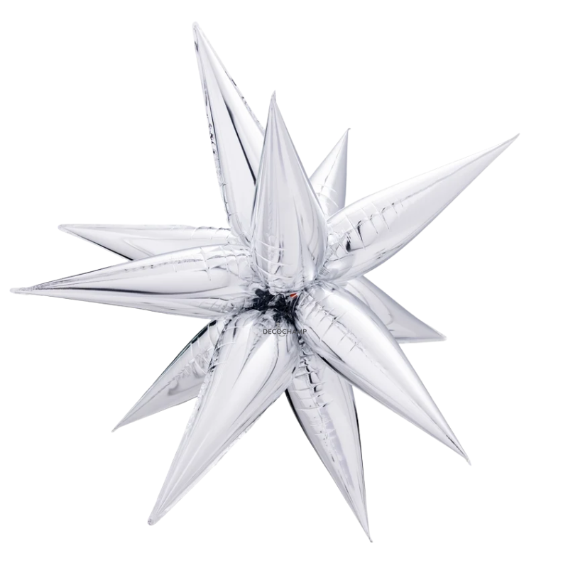 60" Decochamp Silver Giant Starburst Foil Balloon | 1 Count