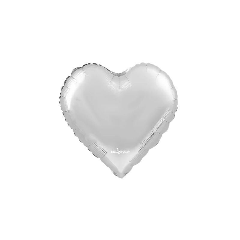 4" Decochamp Silver Deco Heart Air-Fill Foil Balloon | 5 Count