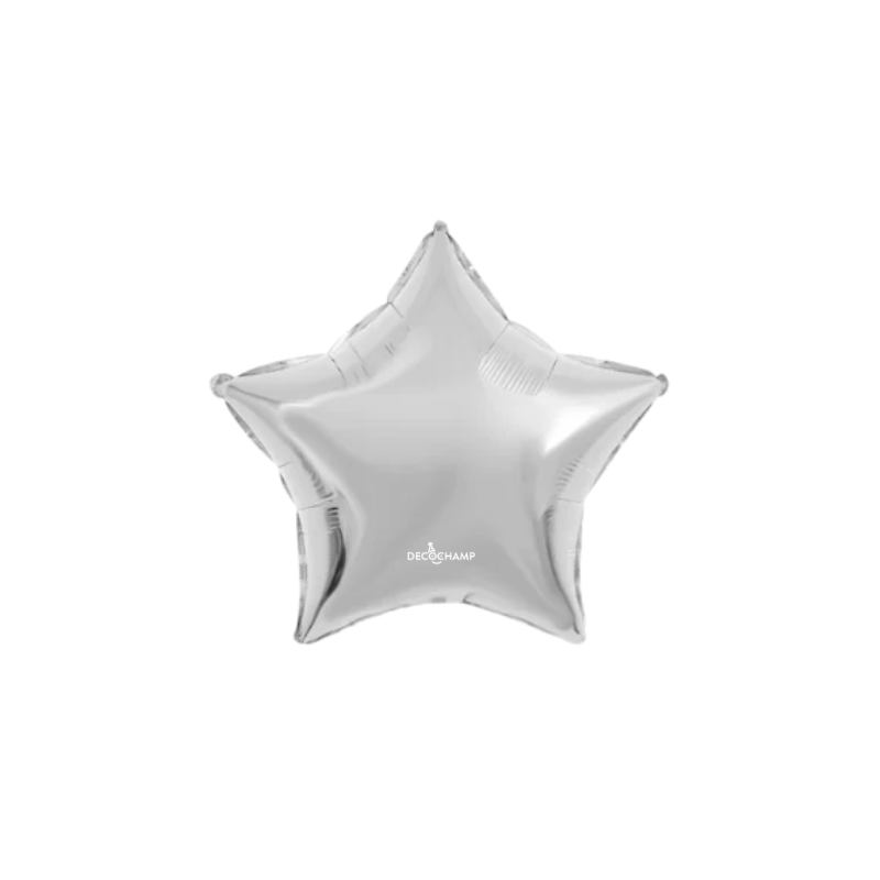4" Decochamp Silver Deco Star Air-Fill Foil Balloon | 5 Count