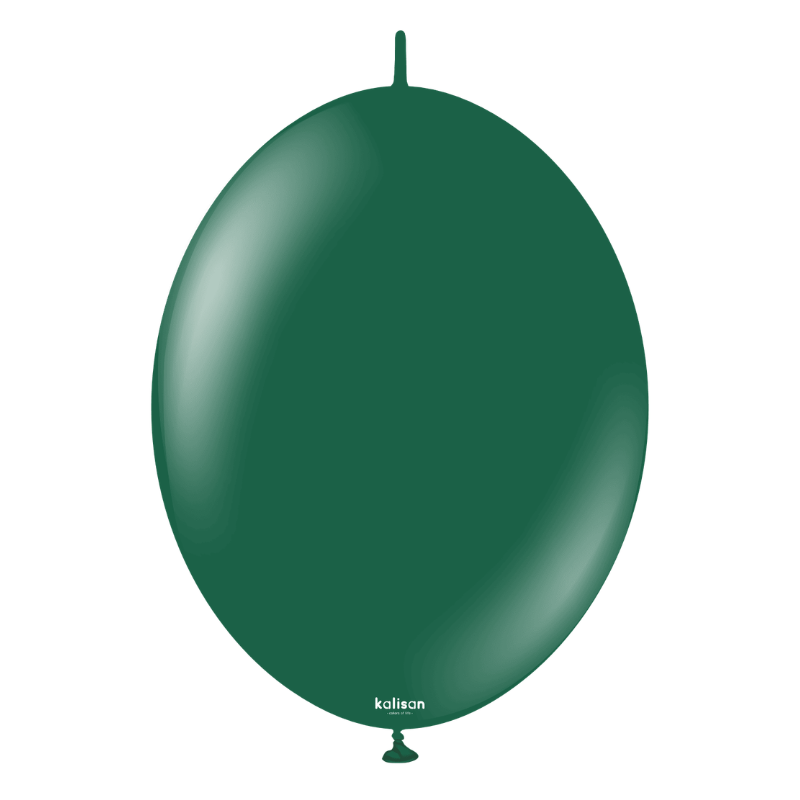 6" Kalisan Standard Dark Green K-Link Latex Linking Balloons | 50 Count