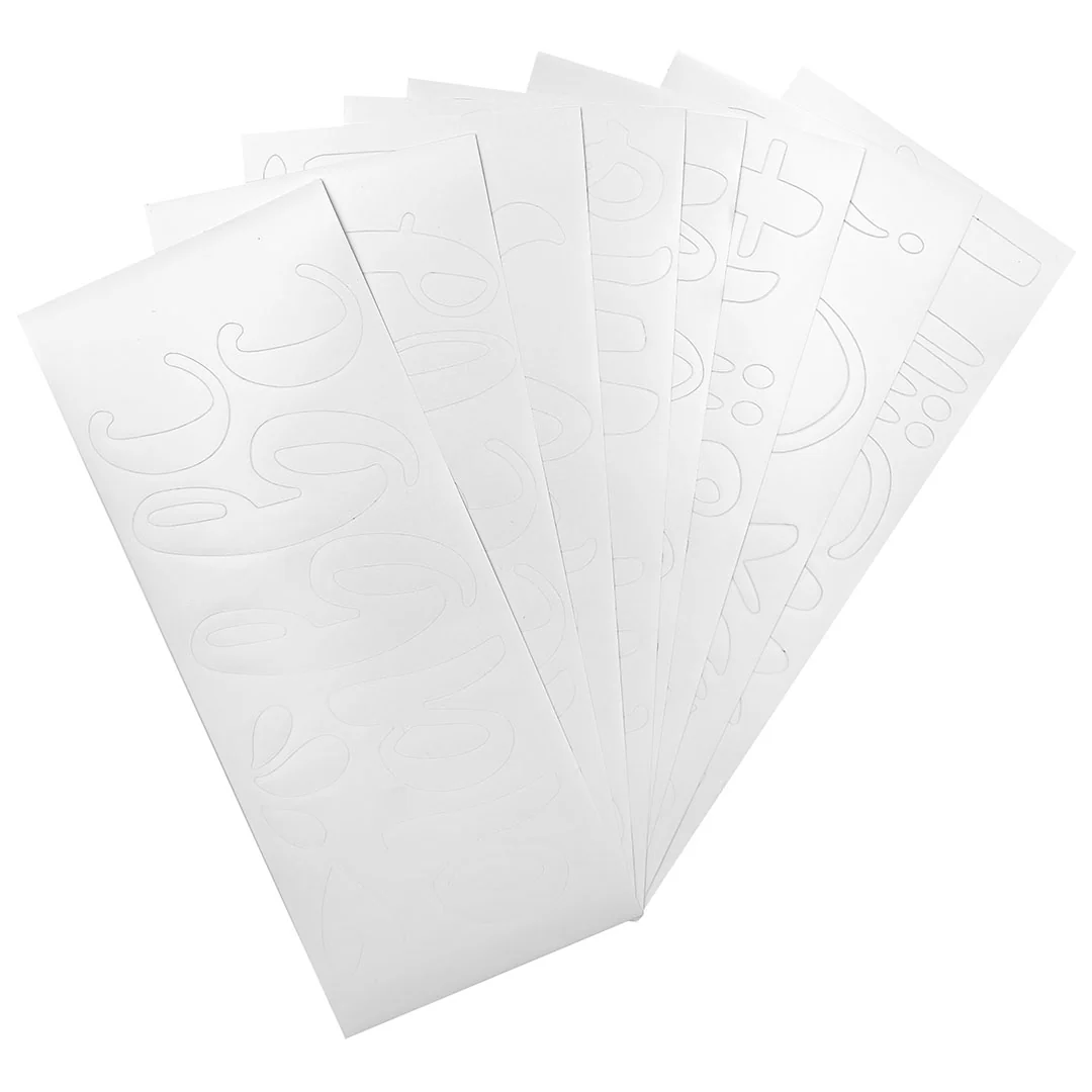 Pouf White FANCIFUL Letters Removable Adhesive Vinyl Stickers | 8 Sheets
