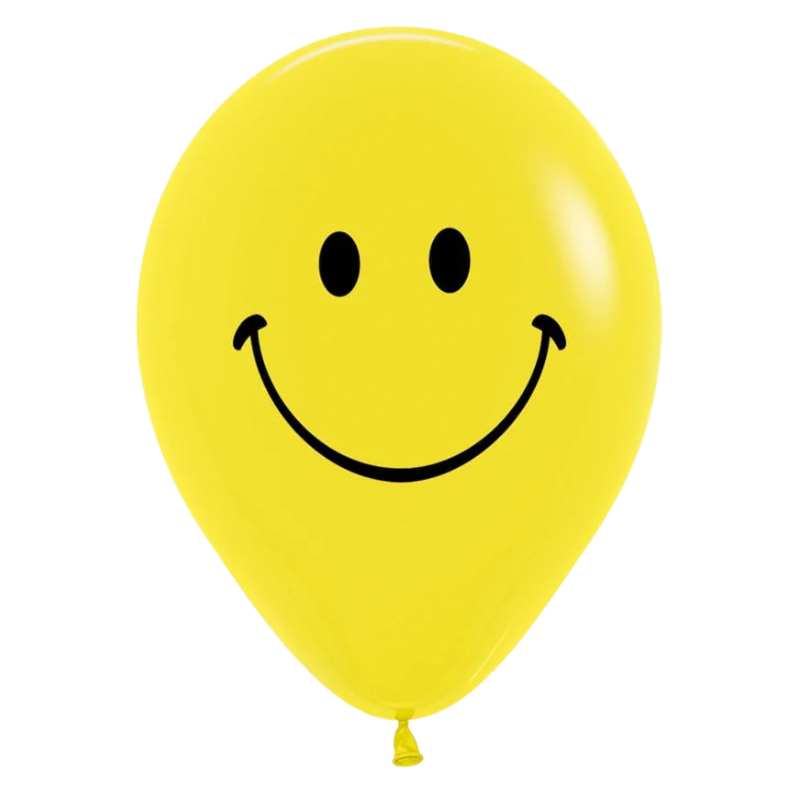 11" Sempertex Fashion Yellow Smiley Latex Balloons - Single Sided Print | 50 Count