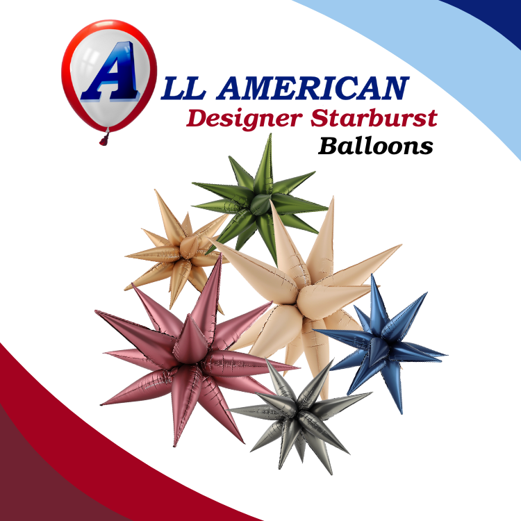 AAB Designer Starburst Foil Airfill Balloons | 1 Count