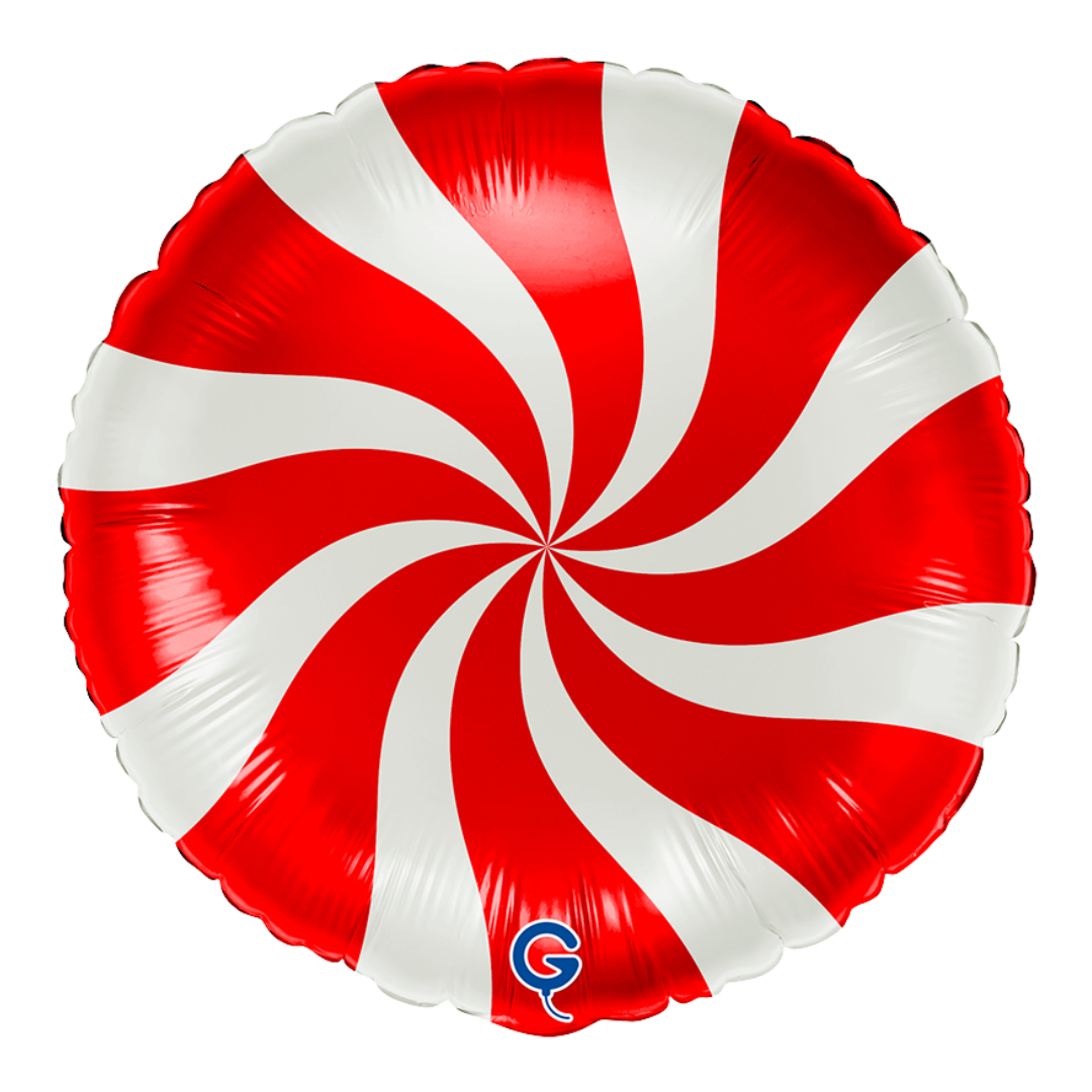18" Grabo Swirly Red & White Foil Balloon | Buy 5 Or More Save 20%