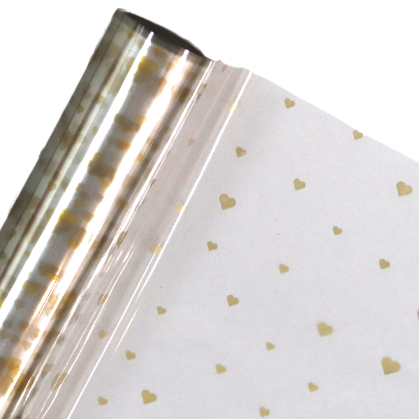 Gemstone Hearts Clear Printed Cellophane Roll - 30" x 100' | 1 Roll