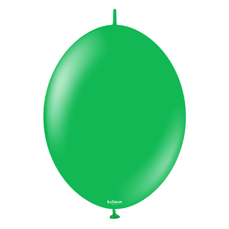6" Kalisan Standard Green K-Link Latex Linking Balloons | 50 Count