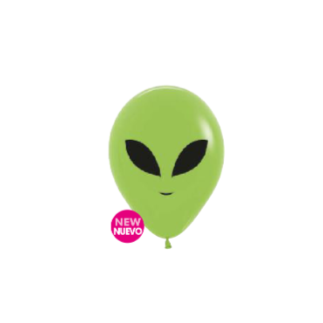 5" Sempertex Key Lime Alien Head Latex Balloons - Single Sided Print | 100 Count