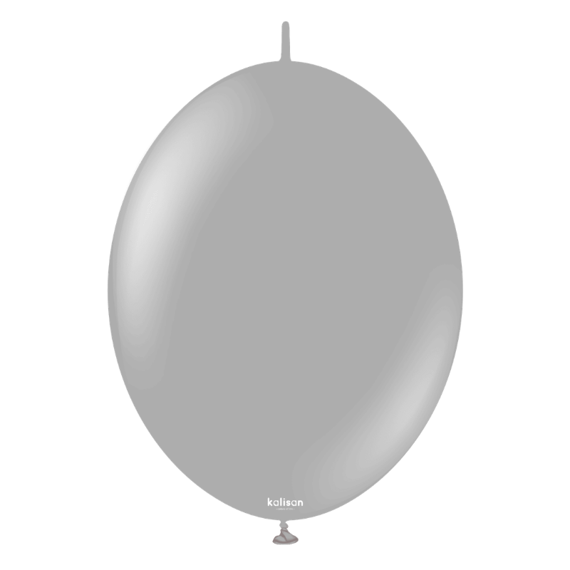 6" Kalisan Standard Grey K-Link Latex Linking Balloons | 50 Count