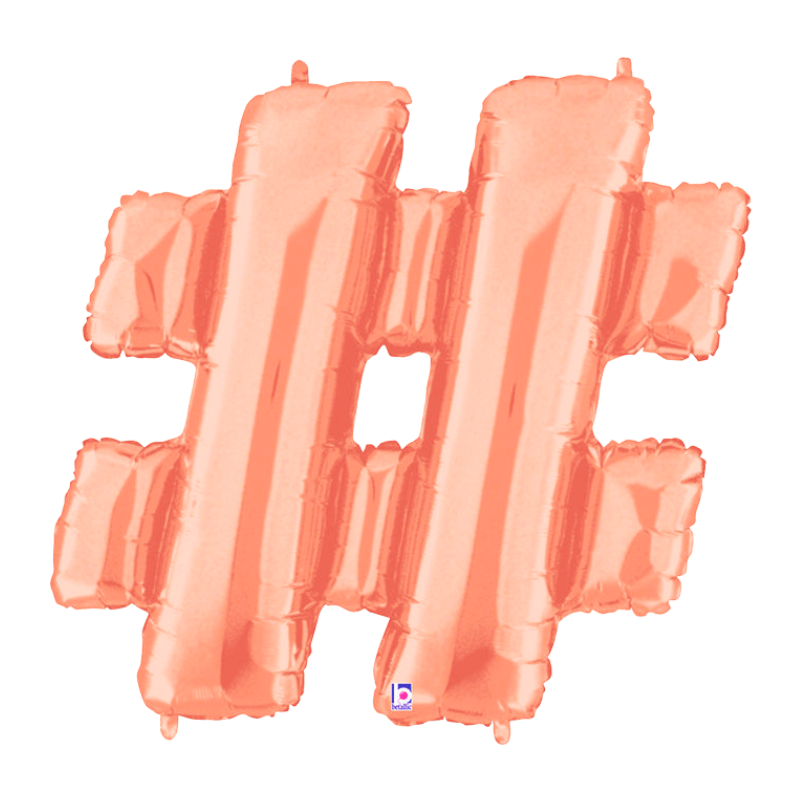 34" Betallic Rose Gold Number Megaloons Foil Balloon | Numbers 0-9