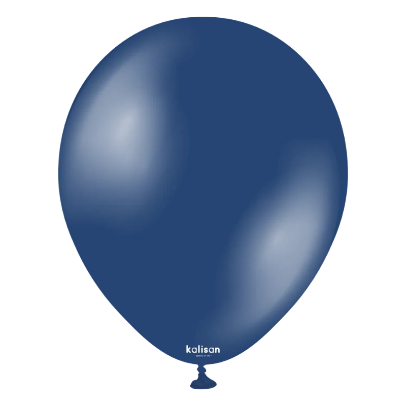 12" Kalisan Metallic Midnight Blue Latex Balloons | 50 Count
