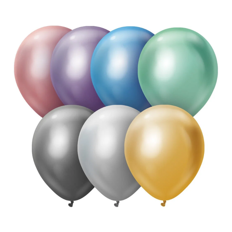 12" Kalisan Mirror Assortment Latex Balloons | 50 Count