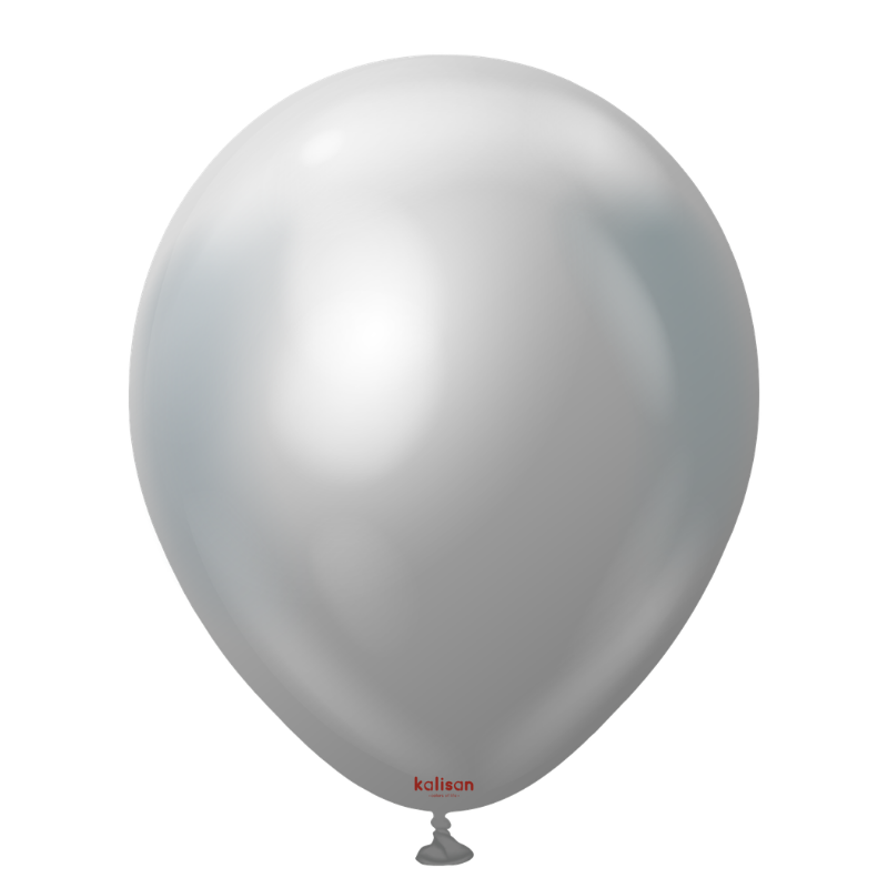 12" Kalisan Mirror Silver Latex Balloons | 50 Count