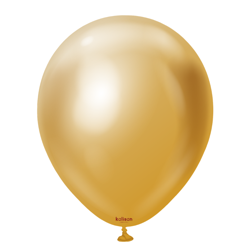 12" Kalisan Mirror Gold Latex Balloons | 50 Count