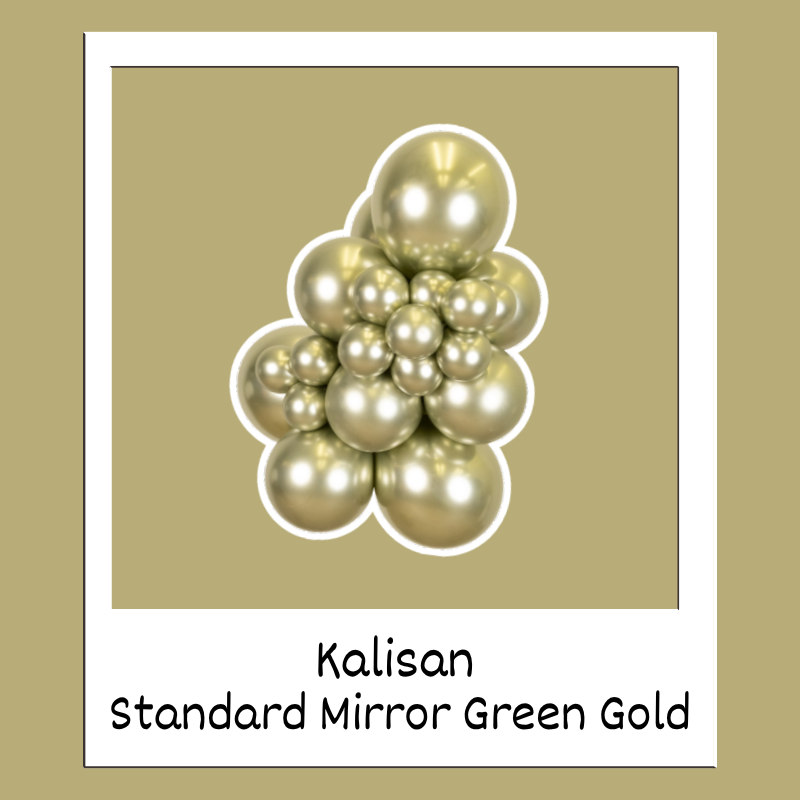 5" Kalisan Mirror Green Gold Latex Balloons | 100 Count