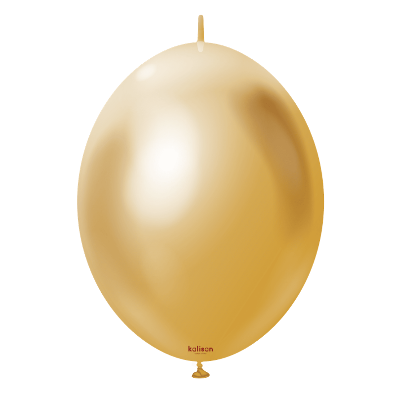 6" Kalisan Mirror Gold K-Link Latex Linking Balloons | 50 Count