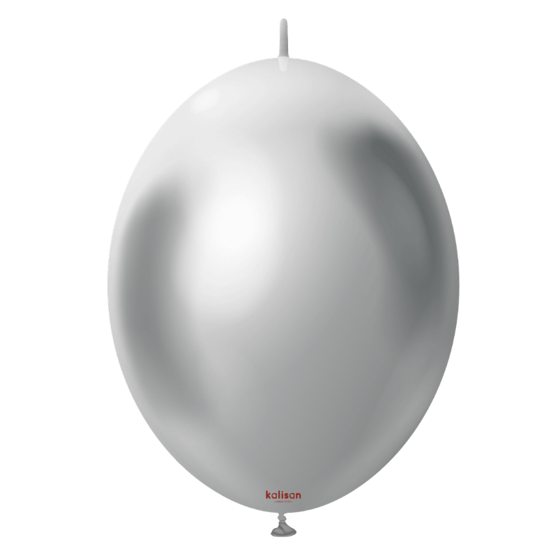 6" Kalisan Mirror Silver K-Link Latex Linking Balloons | 50 Count