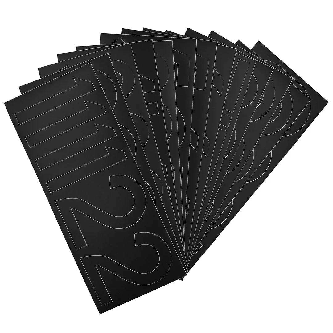 Pouf Black MODERN Numbers Removable Adhesive Vinyl Stickers | 13 Sheets