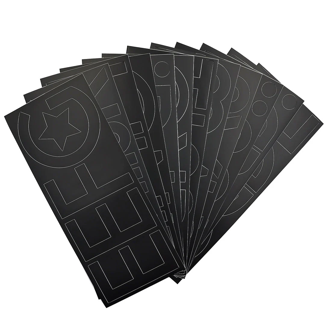 Pouf Black MODERN Letters Removable Adhesive Vinyl Stickers | 12 Sheets