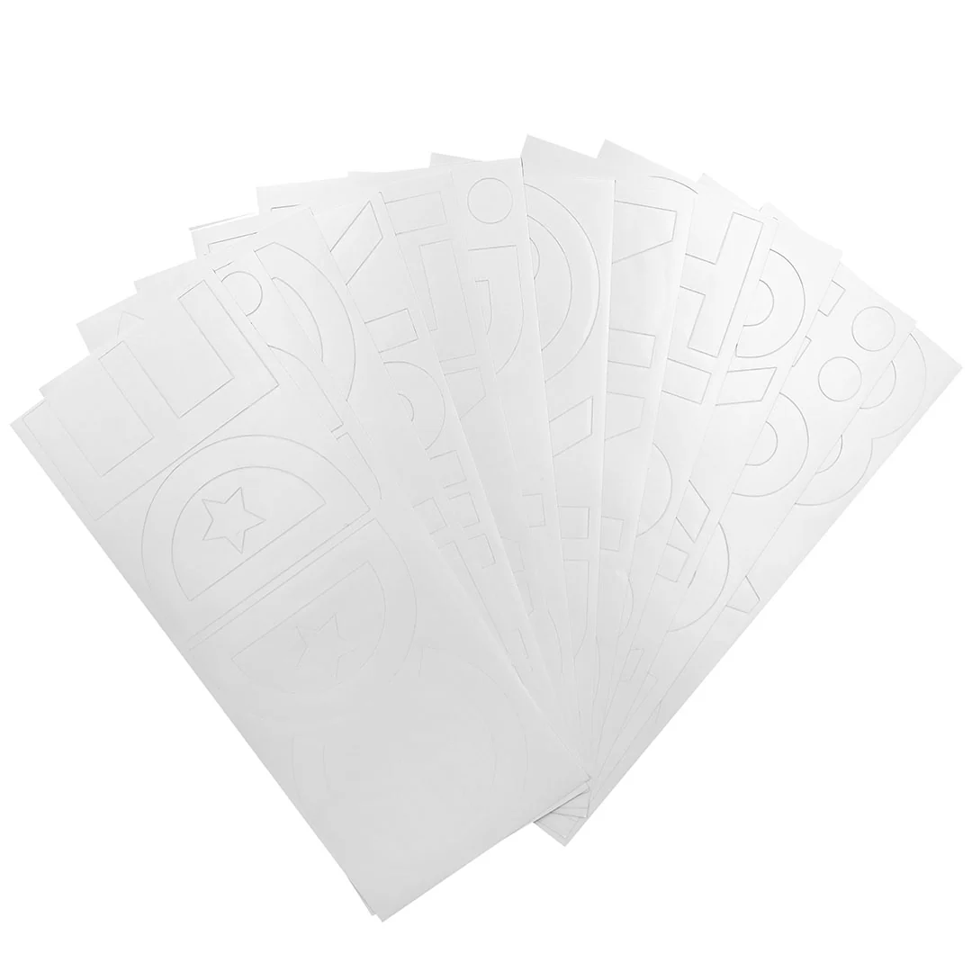 Pouf White MODERN Letters Removable Adhesive Vinyl Stickers | 12 Sheets