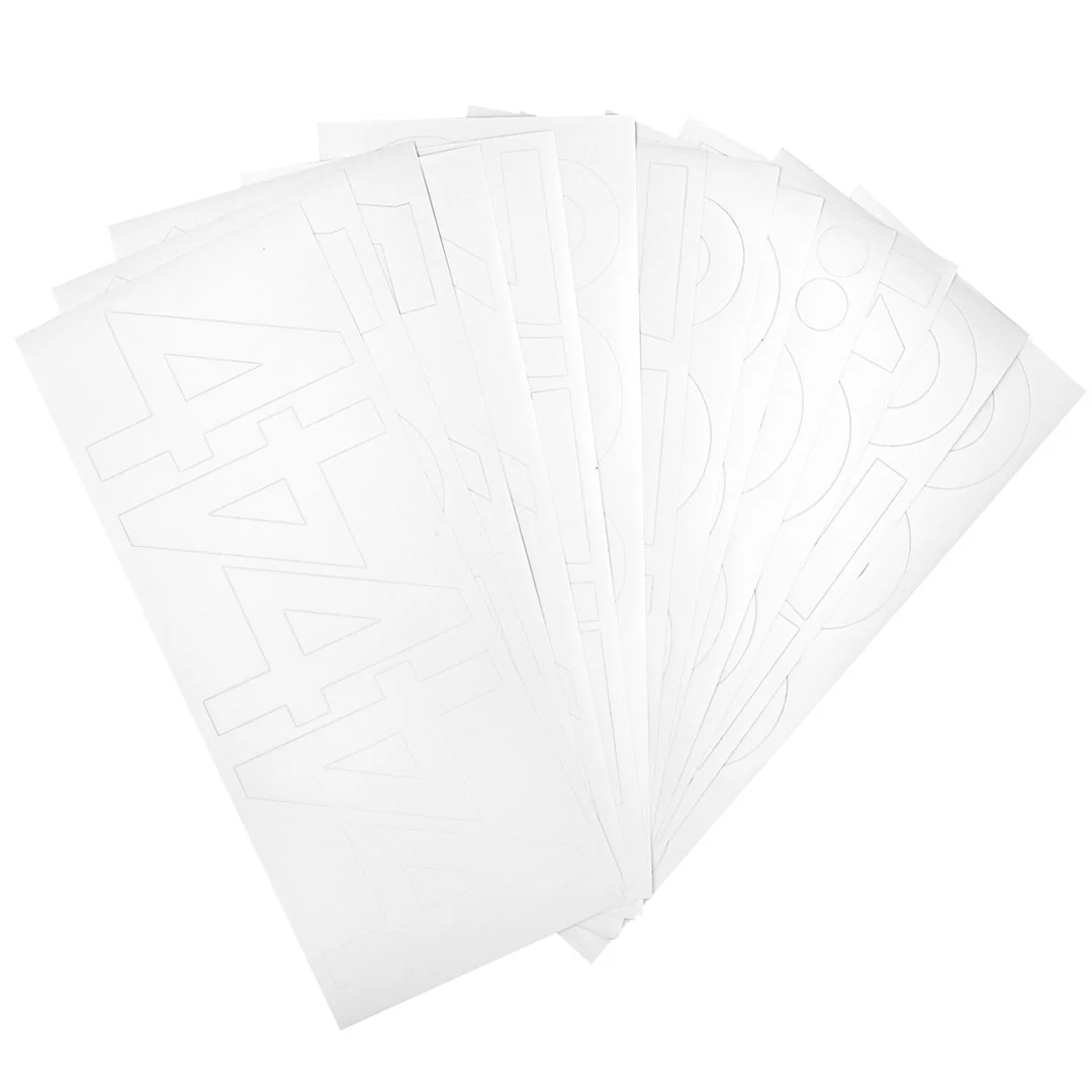 Pouf White MODERN Numbers Removable Adhesive Vinyl Stickers | 13 Sheets