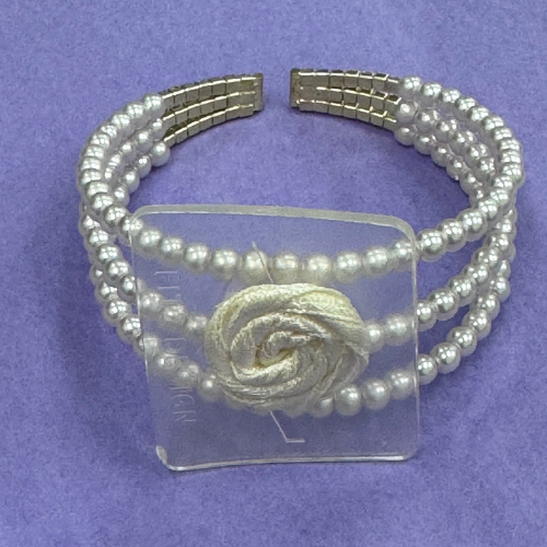 2 1/4" Pearl Elegance Flower Bracelet Cuff | 1 Count