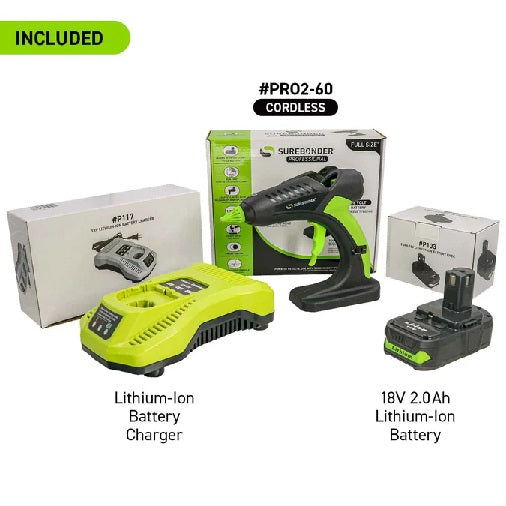 PRO2-60 60W High Temperature Full Size 18V Cordless Hot Glue Gun Kit | 1 Count