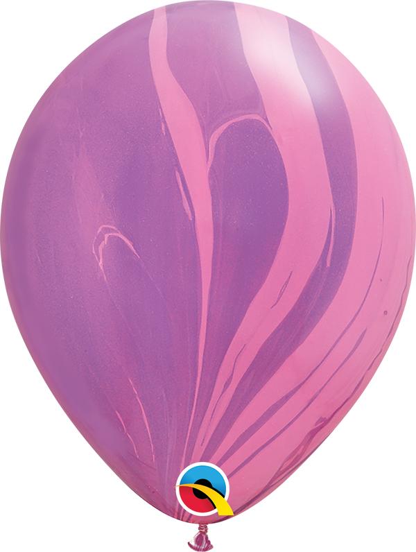 11" Qualatex  Pink & Violet SuperAgate Latex Balloons | 25 Count