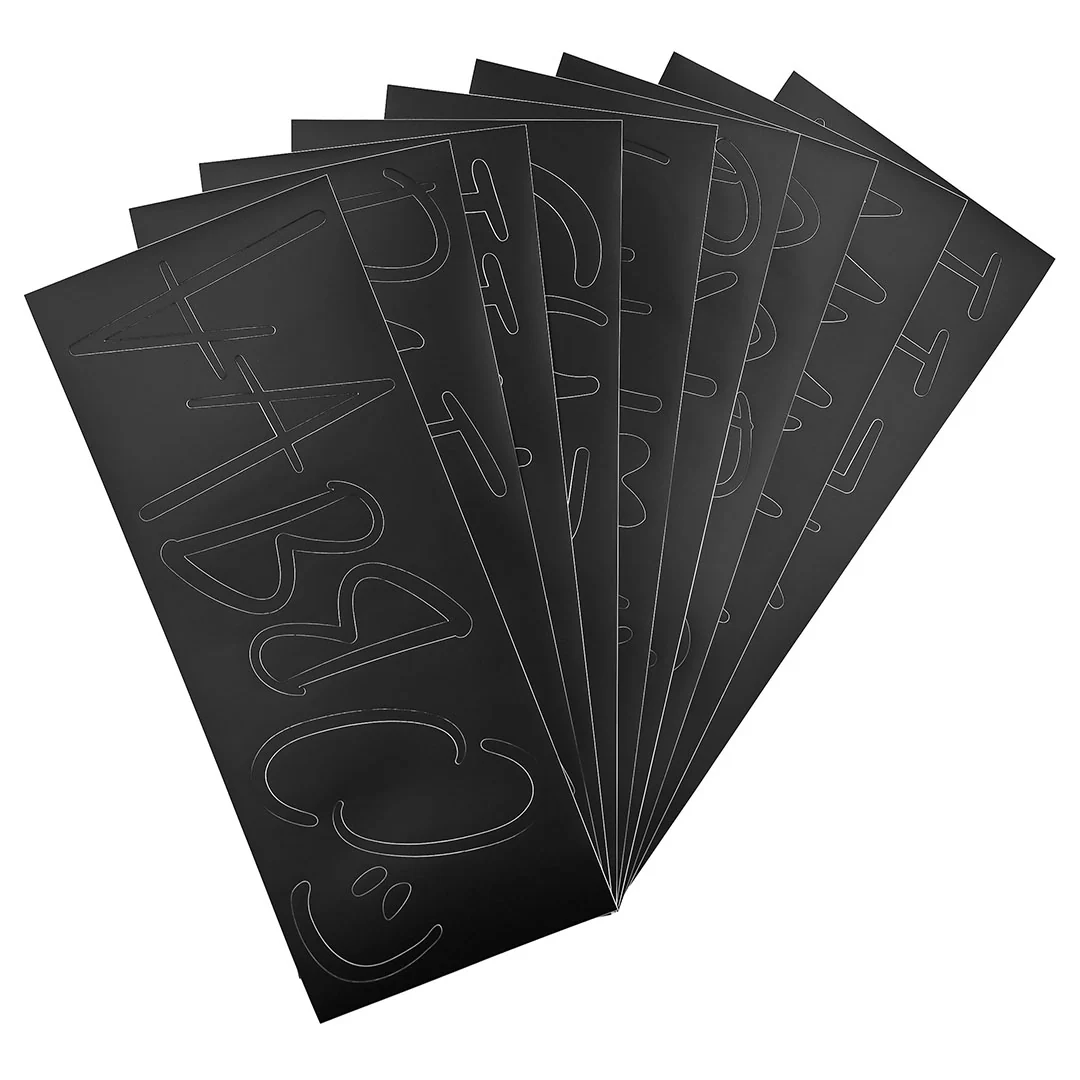 Pouf Black PLAYFUL Letters Removable Adhesive Vinyl Stickers | 9 Sheets