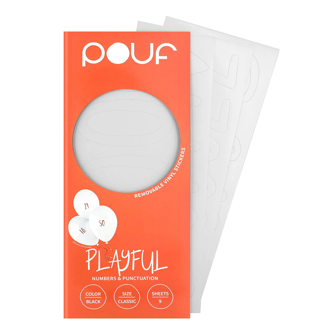 Pouf White PLAYFUL Numbers Removable Adhesive Vinyl Stickers | 9 Sheets
