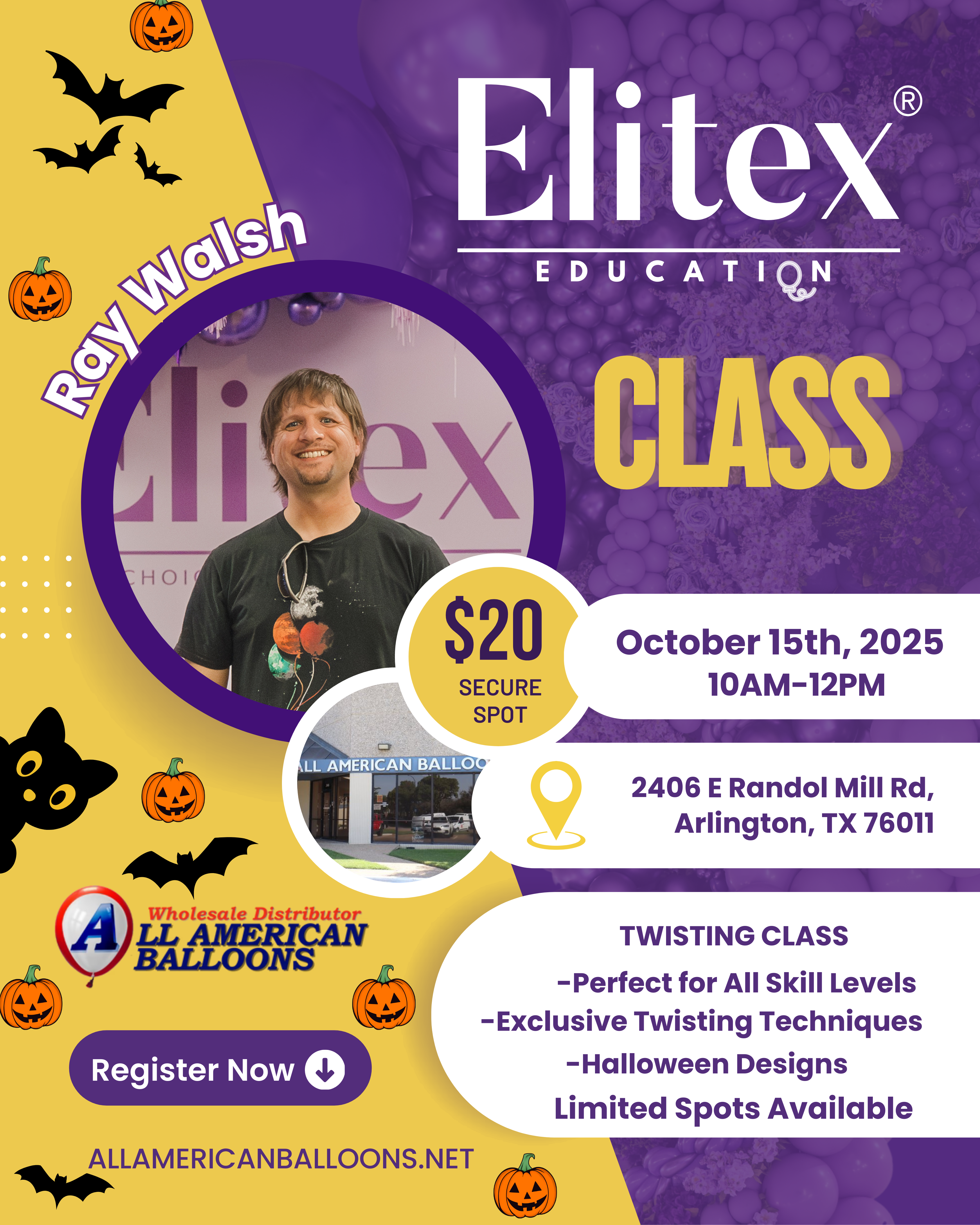 Elitex Education - Halloween Balloon Twisting Class With Ray Walsh | 10/15/25 - 10am-12pm