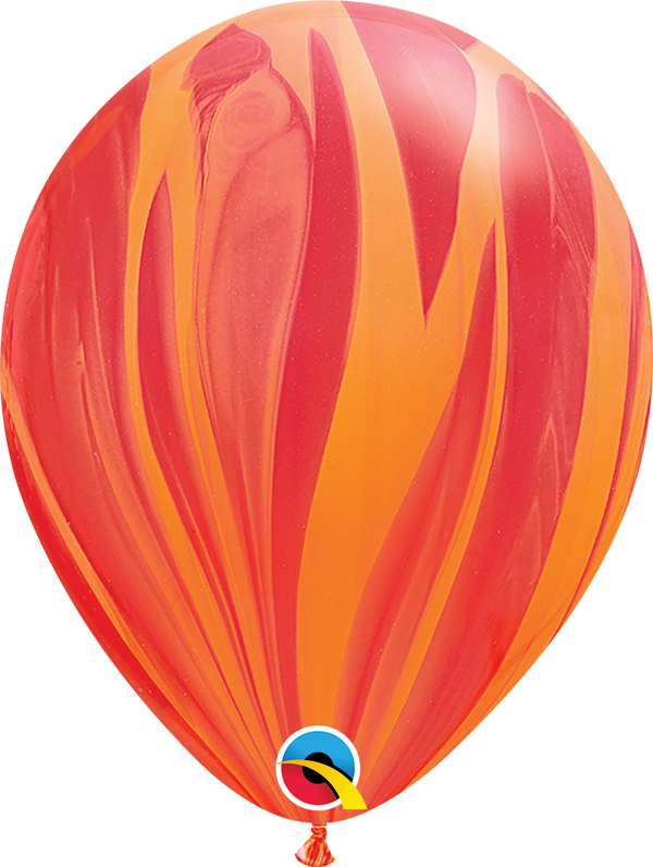 11" Qualatex Red & Orange SuperAgate Latex Balloons | 25 Count