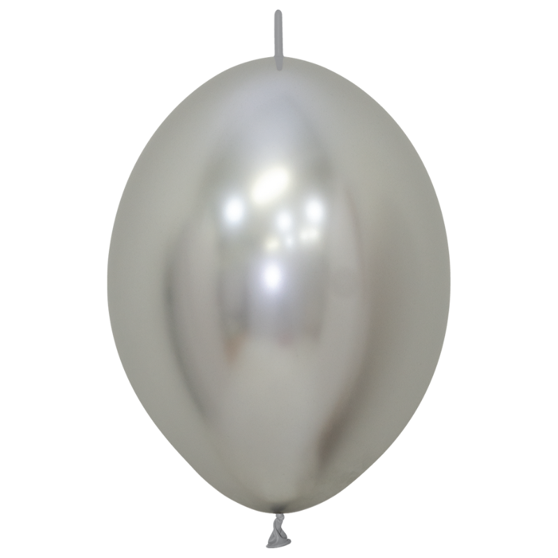 6" Sempertex Reflex Silver Link-O-Loon Latex Balloons | 50 Count