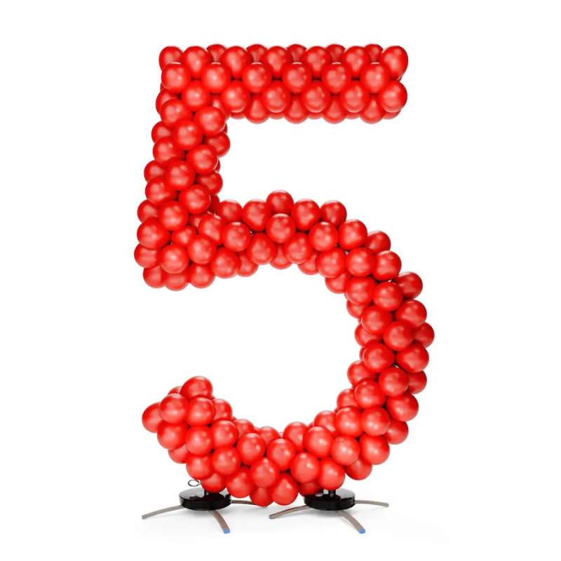 6' Silver Rainbow - Number 5 Aluminum Snap & Click Balloon Frame With Base | Balloons Not Included