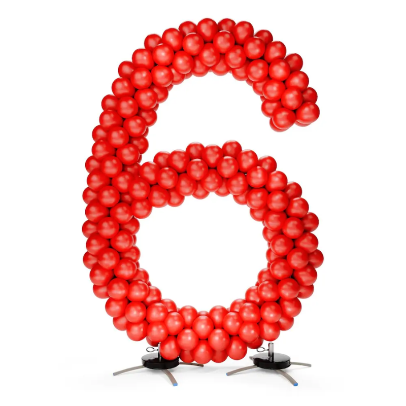 6' Silver Rainbow - Number 6 Aluminum Snap & Click Balloon Frame With Base | Balloons Not Included