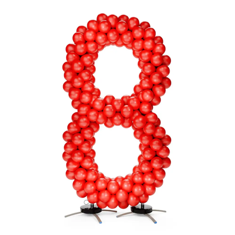 6' Silver Rainbow - Number 8 Aluminum Snap & Click Balloon Frame With Base | Balloons Not Included