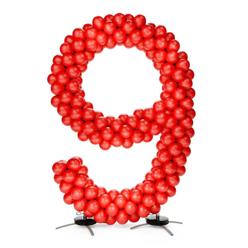 6' Silver Rainbow - Number 9 Aluminum Snap & Click Balloon Frame With Base | Balloons Not Included