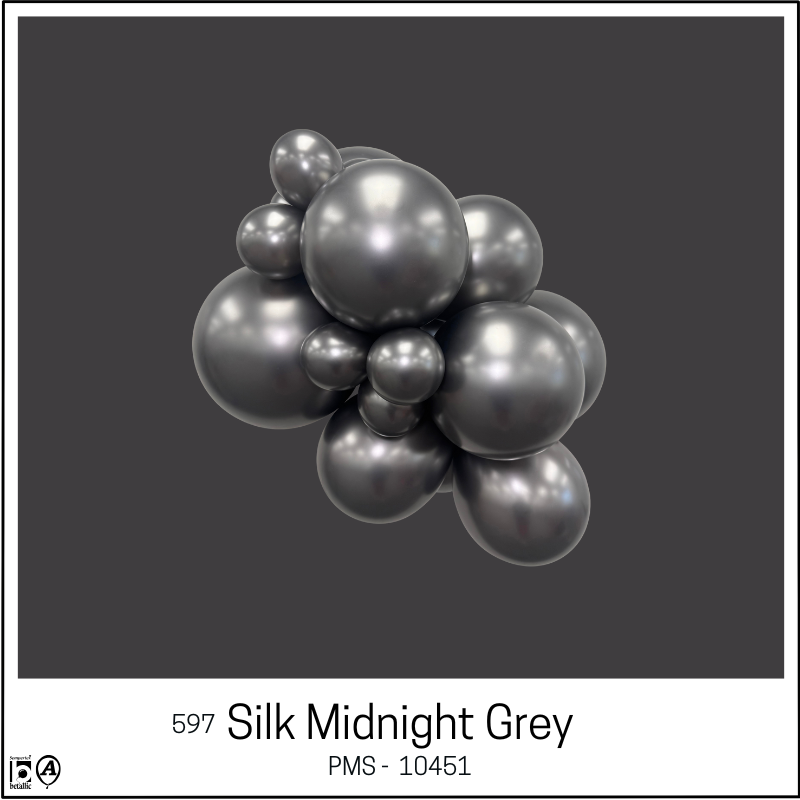 5" Sempertex Silk Midnight Gray Pearl Latex Balloons | 100 Count