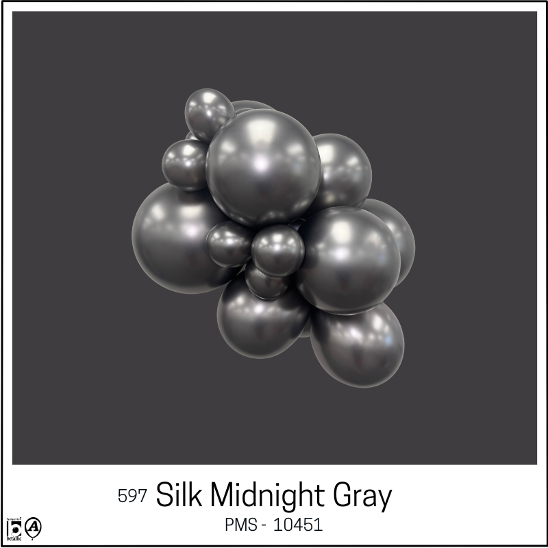 5" Sempertex Silk Midnight Gray Latex Balloons | 100 Count