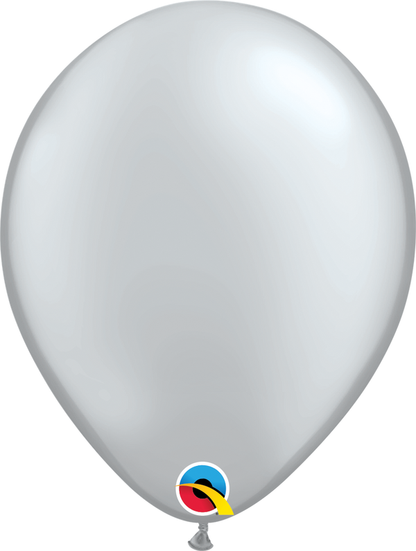 9" Qualatex Round Silver Latex Balloons | 100 Count