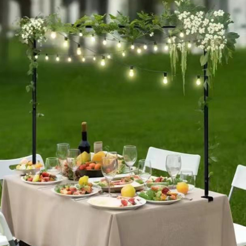 8' Borosino Black Adjustable Iron Table Frame